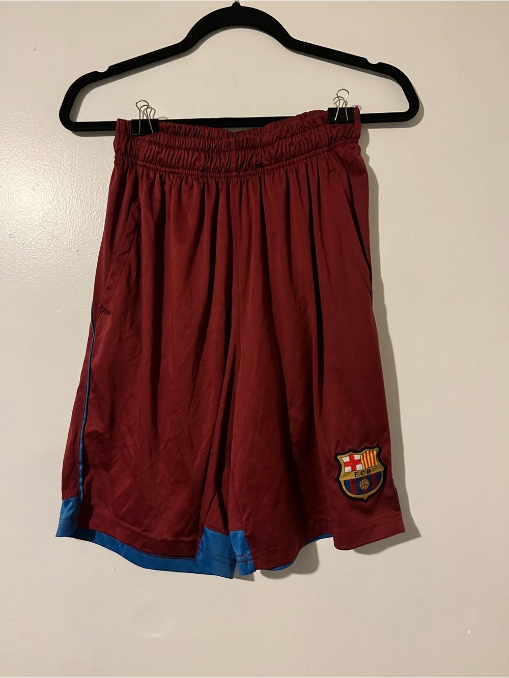 FC Barcelona Barca Burgundy & Blue Soccer Shorts